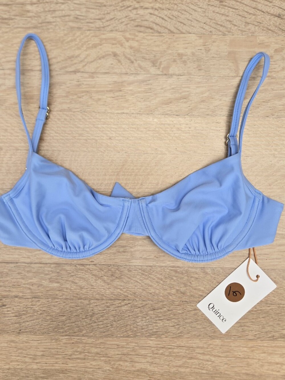 NWT Quince Sky Blue Italian Demi Underwire Bikini Top M